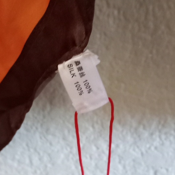 Shanghai Silk Bohemian Chocolate Cream Gold Orange Classic Quiet Luxury Scarf - Picture 4 of 6